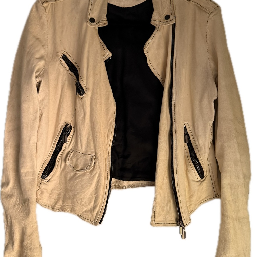 Women's Cream Italian leather Jacket